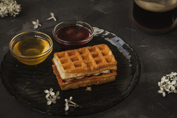 chocolate cake and coffee