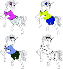 vector unicorn in different colours