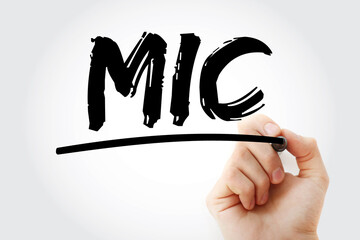 MIC - Minimum Inhibitory Concentration or Market Identifier Code acronym with marker, medical...