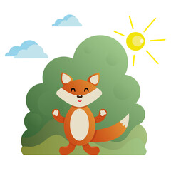 Vector illustration of a fox in nature