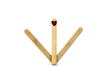 Wooden ice-cream sticks isolated on white background. Clipping path