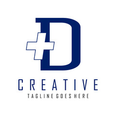 Fototapeta premium the letter D logo and the plus sign next to it