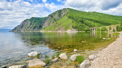 Clear water in bay of Lake Baikal