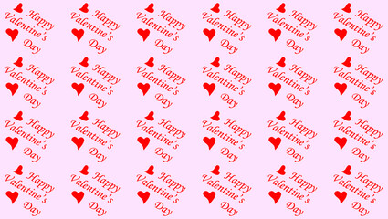 Vector Illustration of Happy Valentine's Day Writing Pattern with Heart Shape on Pink Background