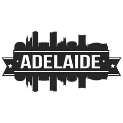 Fototapeta premium Adelaide Australia Oceania Skyline Silhouette Design City Vector Art Famous Buildings Stamp Stencil.