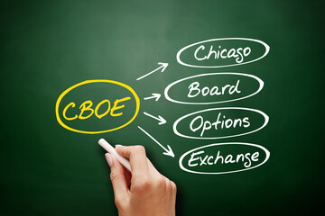 CBOE - Chicago Board Options Exchange acronym, business concept on blackboard