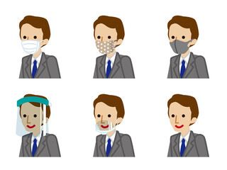 マスク種類セット - ビジネスマン　斜め向き