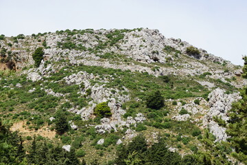 Fototapeta na wymiar the hike up to the Paleou-Piliou Oria Tavern (opposite of Palio Pyli Castle), Kos Island, Greece, May