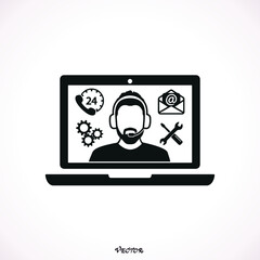 Technical support flat illustration and flat technical support icons set. Modern flat design graphic concepts for web banners, web sites, printed materials, infographics. Creative vector illustrations