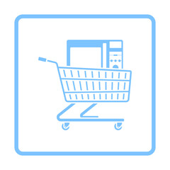 Shopping Cart With Microwave Oven Icon