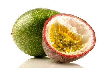 Various Passion Fruits on white Background Isolated
