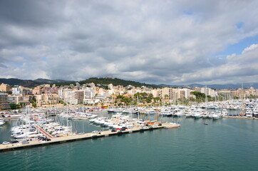 Naklejka na ściany i meble Beautiful view of the port of Palma de Mallorca, Spain