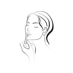 Woman Face Continuous One Line Vector Drawing. Style Template with Abstract Female Face. Modern Minimalist Simple Linear Style. Beauty Fashion Design