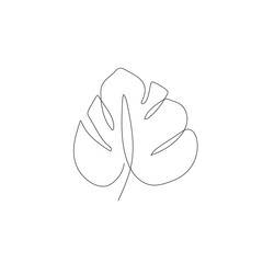 Monstera Leaf Line Art Drawing. Ecology Symbol. Leaves Minimalist Trendy Contemporary Design Perfect for Wall Art, Prints, Social Media, Posters, Invitations, Branding Design. Vector EPS 10.