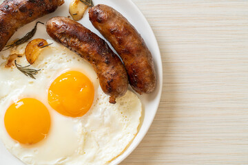 double fried egg with pork sausage