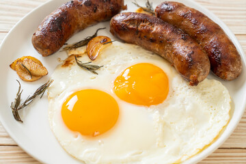 double fried egg with pork sausage