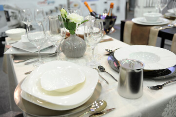 Table in a restaurant, warm interior.