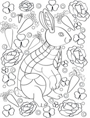 vector rabbit for coloring book