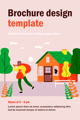 Burglar in balaclava carrying bags from house. Thief, gangster, broken window flat vector illustration. Crime or burglary concept for banner, website design or landing web page