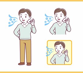 Young man dressed in blue