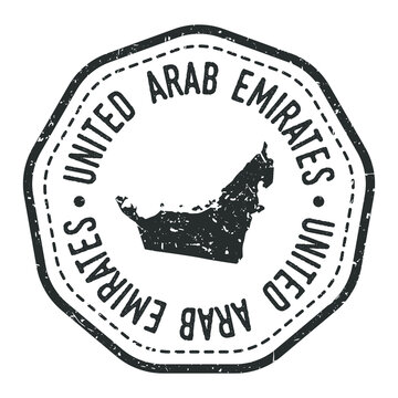 Emirates - The World Islands - Dubai - United Arab Emirates Map Stamp Retro Postmark. Silhouette Postal Passport. Seal Round Vector Icon. Badge Vintage Postage Design.