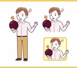 Young man in pink clothes