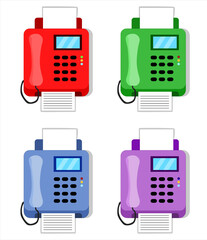 Vector illustration set  of a used fax machine