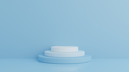 Podium in abstract blue composition, 3d render, 3d illustration