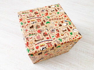 Big gift box in a beautiful package top view