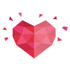 Red Polygonal Heart design for post cards