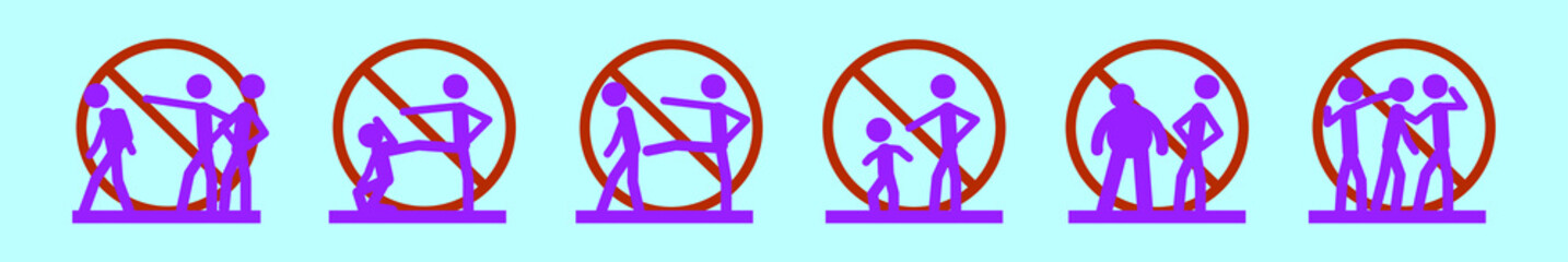 set of bullying cartoon icon design template with various models. vector illustration isolated on blue background
