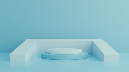 cylinder podium in blue background