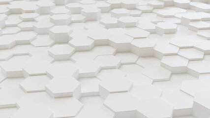 White geometric hexagonal abstract background.3d rendering