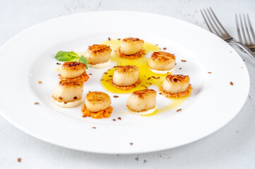 Portion of fried scallops