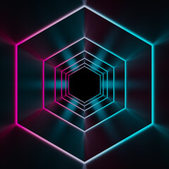 neon light geometric background, 3d render