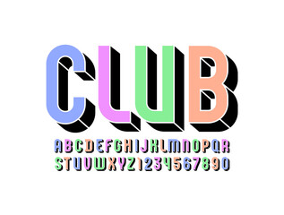 Fototapeta na wymiar 3D modern Font, trendy color alphabet, condensed letters and numbers, vector illustration 10EPS