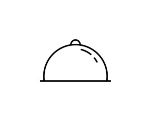 Fototapeta premium Restaurant Steel Serving Tray. Cloche symbol . Meal plate outline icon isolated on white