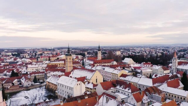 Aerial view of Varazdin Crkva sv. Ivana Krstitelja, Croatia.
