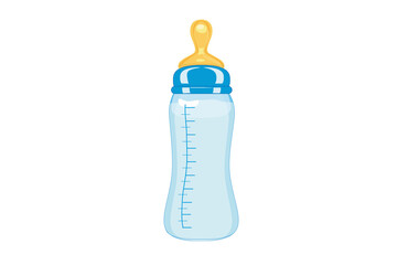 llustration of pink baby bottle for blue