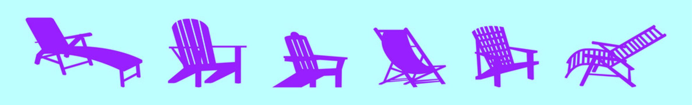 set of lawn chair cartoon icon design template with various models vector illustration isolated on blue background
