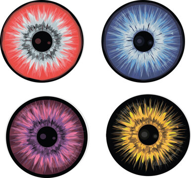 Set of colorful eye iris vector