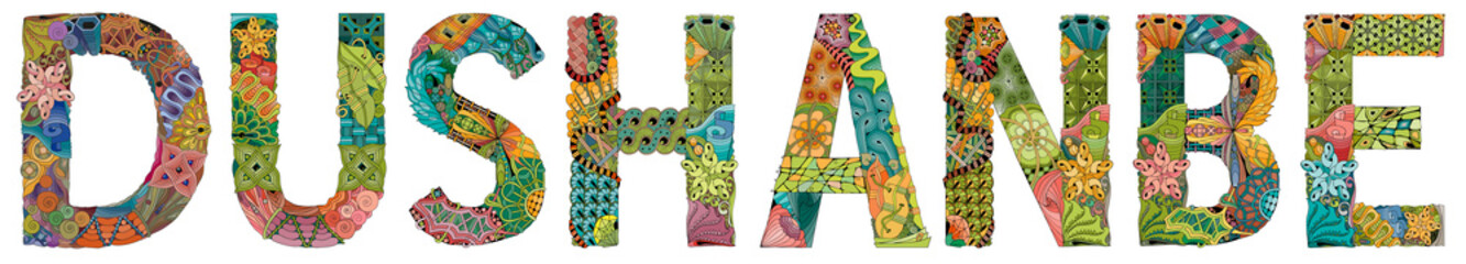 Dushanbe is the capital and largest city of Tajikistan. Vector decorative zentangle object for decoration