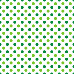 St. Patrick s day polka dot seamless pattern. Green white background. Saint Patricks backdrop. Vector template for fabric, textile, wallpaper, wrapping paper, etc