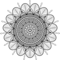 Mandala black and white; For coloring, adult coloring; Anti-stress coloring