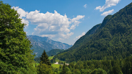 Fototapeta na wymiar The summer landscape near Aupa in Udine Province, Friuli-Venezia Giulia, north east Italy 