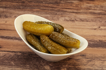Pickled cucumbers in the plate