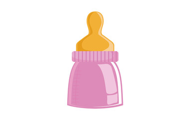Isolated pink baby bottle illustration