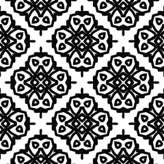 Geometric vector pattern with triangular elements. Seamless abstract ornament for wallpapers and backgrounds. Black and white colors.