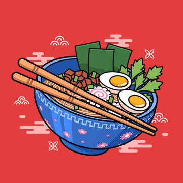 Japanese Ramen with eggs toppings
