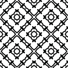 Geometric vector pattern with triangular elements. Seamless abstract ornament for wallpapers and backgrounds. Black and white colors.